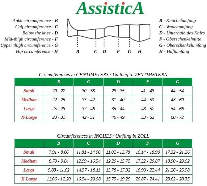 [Australia] - 23-32 mmHg ASSISTICA® Medical Compression Stockings with Lace, Class 2 Knee Stockings for Men and Women, Support Stockings with Toe, AD Replacement Stockings (158-170 cm/Large, Beige) 158-170 cm/Large 