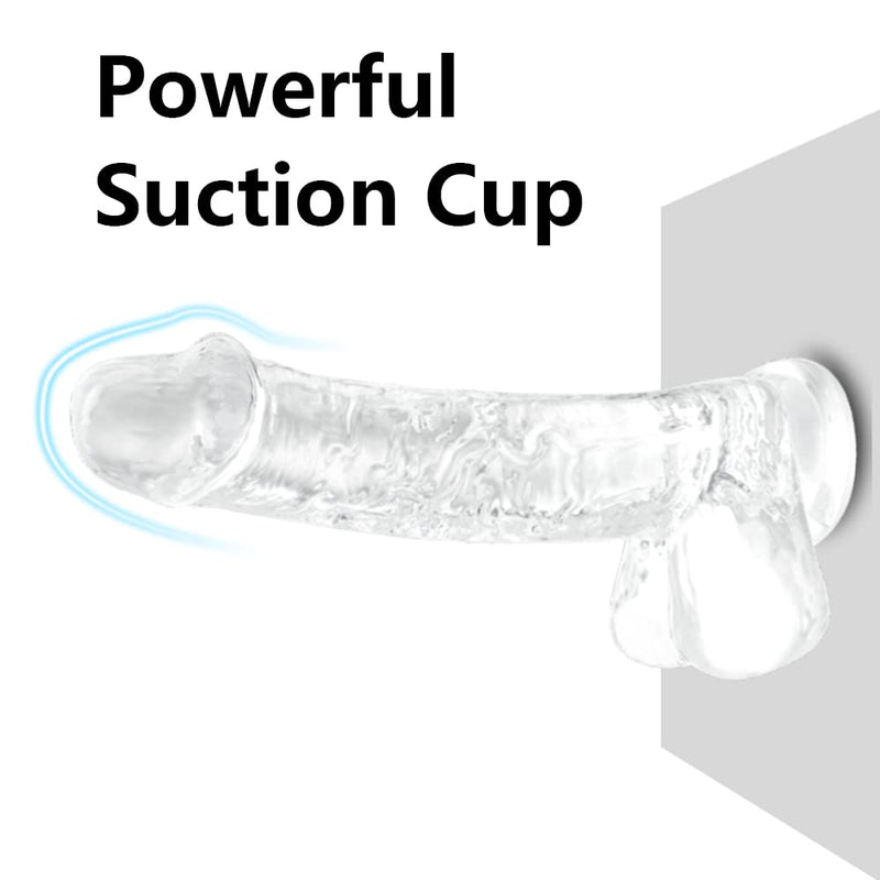 Small Realistic Clear 6 inch Cute Dildo,Adult Sex Toy with Suction Cup Dildo, Suitable for Beginner Women/Men/Gay with thin and slim Poke, can be Use for G-spot and Anal Transparent