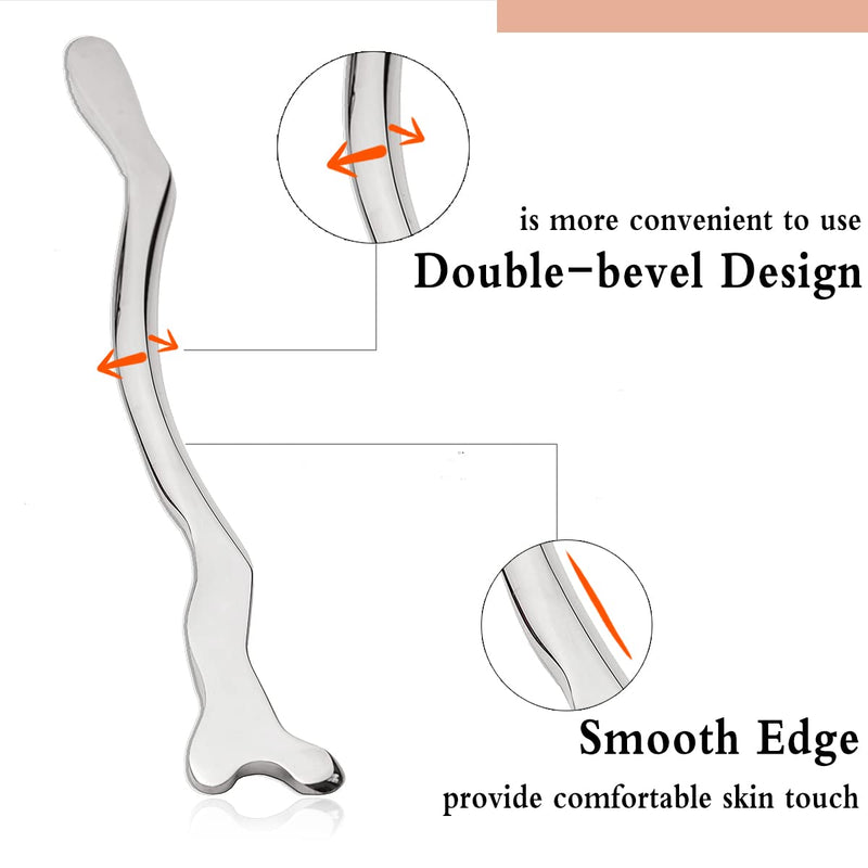 [Australia] - Stainless Steel Gua Sha Long Bar, Metal Guasha Scraping Tool, Muscle Scraper Stick for Deep Tissue/Fascia/Face/Scar, IASTM Tool for Body Plane, Therapy Massage Tools for Body Shaping A 