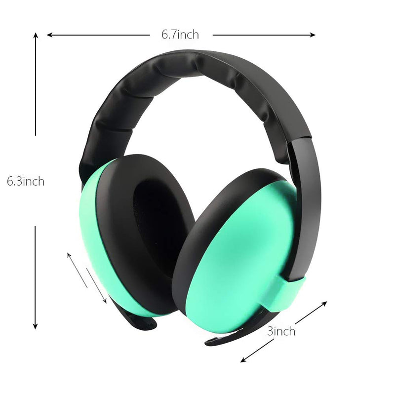 [Australia] - Solar-Power Baby Noise Cancelling Headphones, Ear Protection Earmuffs for 0-3 Years Kids Mint Green 