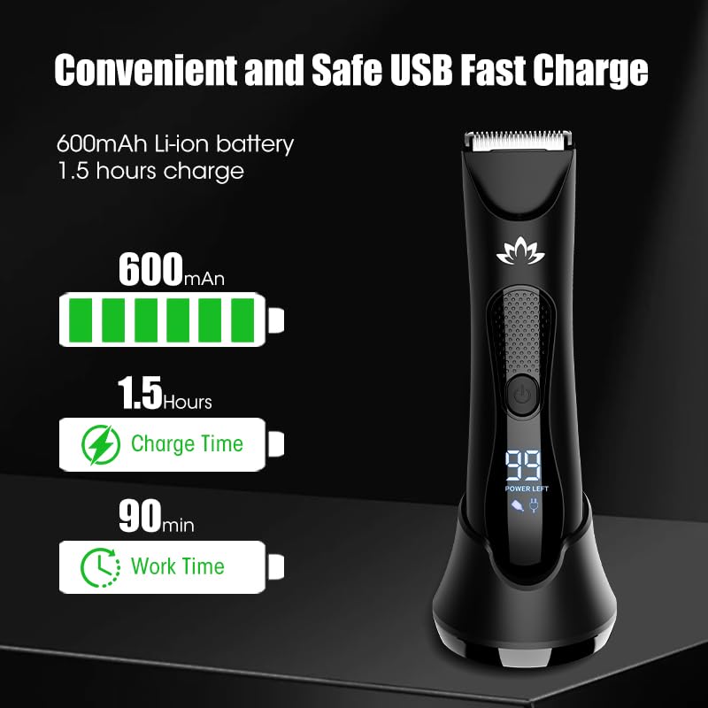 [Australia] - Manscape Body & Pubic Hair Trimmer for Men, Groin & Ball Trimmer Men, Bikini Trimmer Women, Body Groomer Ball Shaver for Smooth Wet/Dry Shaving, Led Light 