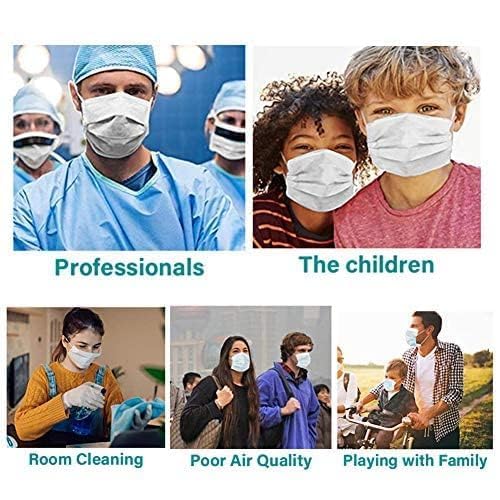 [Australia] - 100 PCS White Disposable Earloop Face Masks for Adults,Real 3-Ply Soft Fabric (2-Layer Non-Woven,1-Layer Melt-Blown),Anti-Dust,Water Proof,Single General Use w. Nose Clip (Other Color-Style Available) 1 Count (Pack of 100) 