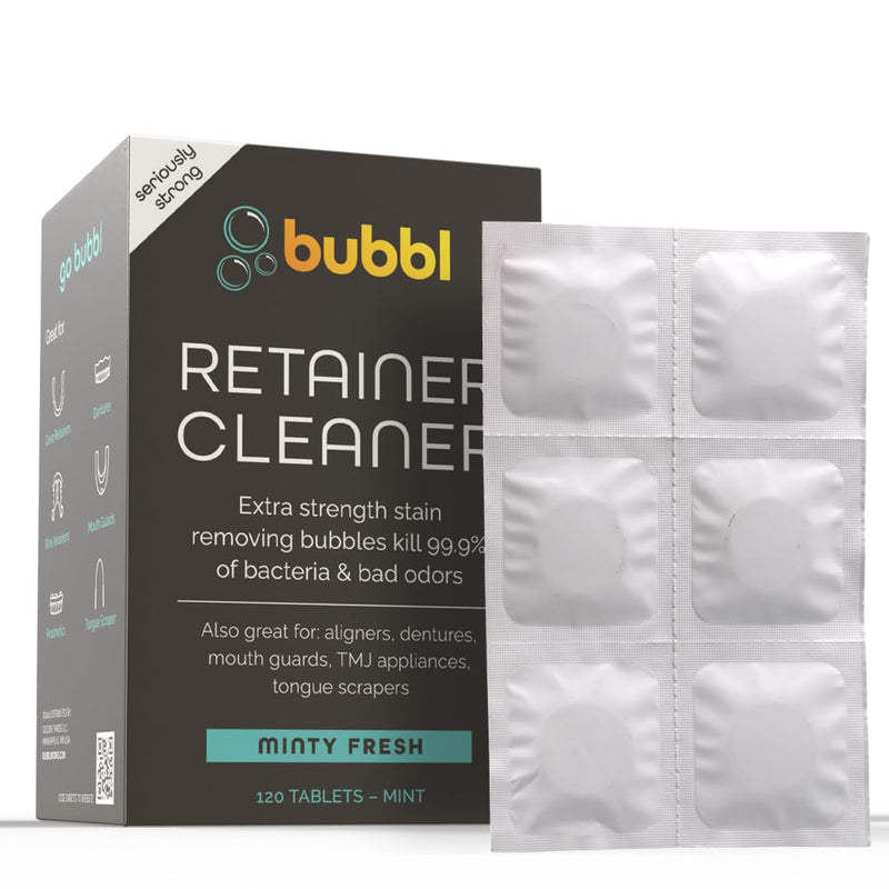 [Australia] - Bubbl 120 Tablet Retainer Cleaner for Invisalign Wire Retainer Cleaner Night Guard Cleaner and More Remove Odors and Stains for Cup or Ultrasonic Cleaners 4 Month Supply 