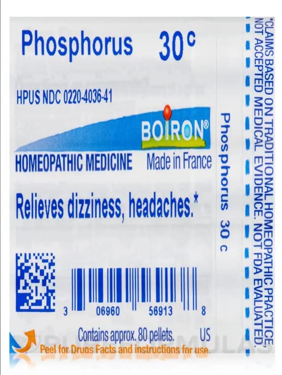 Boiron Homeopathic Phosphorus, 30C Pellets, 80-Count Tubes (Pack of 5)