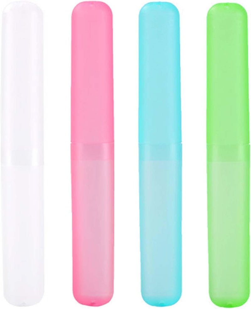 [Australia] - 4 Pack Toothbrush Cases Travel Toothbrush Holder Portable Toothbrush Container Case Plastic Toothbrush Carrier Cover Case for Traveling, Bathroom, School, Home, Camping 