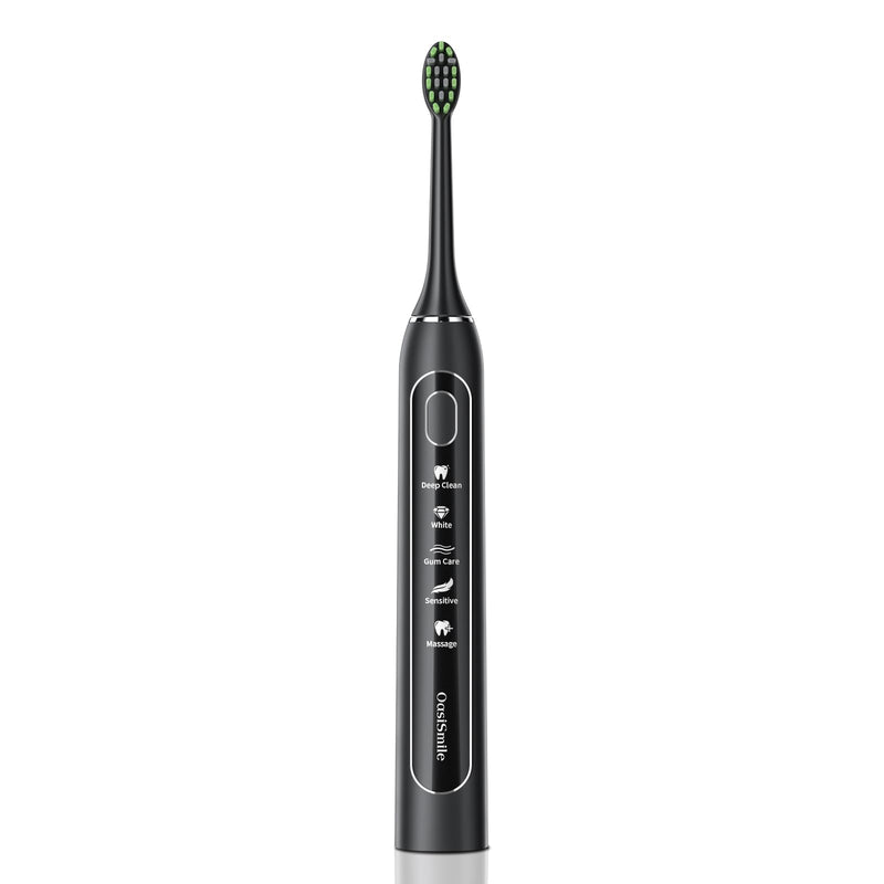 Sonic Electric Toothbrush for Adults: Deep Cleaning for Travel & Sensitive Teeth – Rechargeable Toothbrush with 6 Brush Heads, 42000 VPM, 5 Modes, 100 Days Battery Life for for Home Family Black