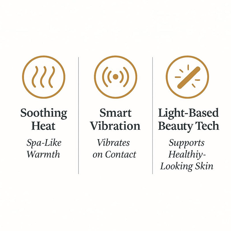 VIMINTO 3-in-1 Face Massager – Facial Massager Tool with Soothing Heat, Vibration, and Smart Touch – Red, Blue & Green Light Modes for Relaxation and Radiance – Compact & Portable - White