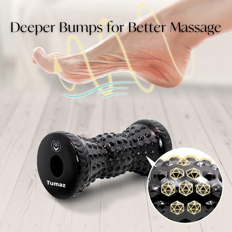 [Australia] - Tumaz Massage Ball & Foot Roller 3-in-1 Set with Spiky Ball, Lacrosse Ball, Massage Roller - Ergonomic Design to Relieve Plantar Fasciitis, Foot Massager for Deep and Superficial Muscle Pain Diamond(black) 3-piece Set 