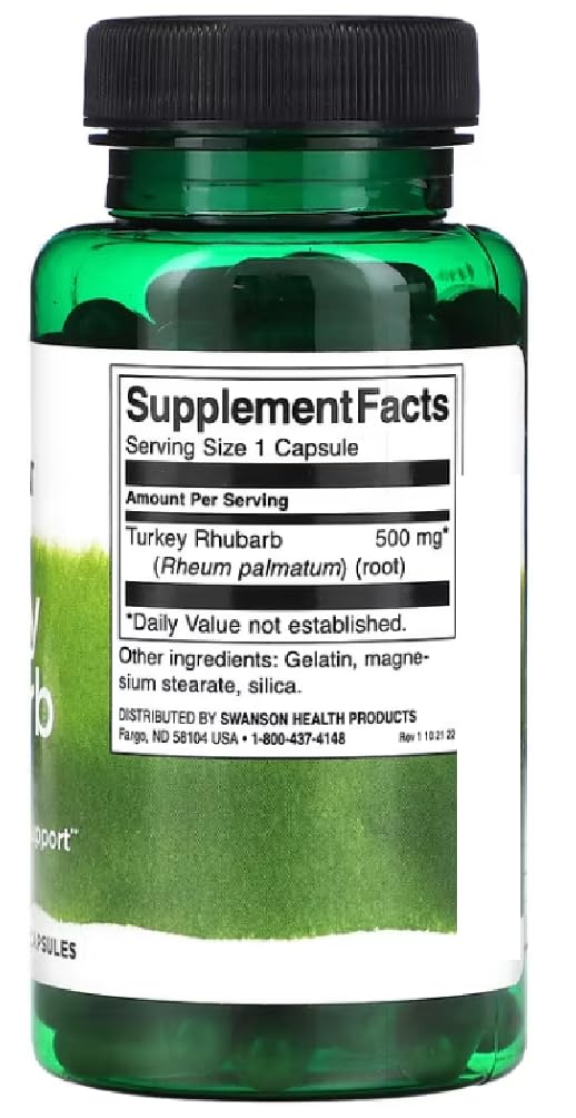 [Australia] - Swanson - Turkey Rhubarb | Digestive Support - 100 Capsules 