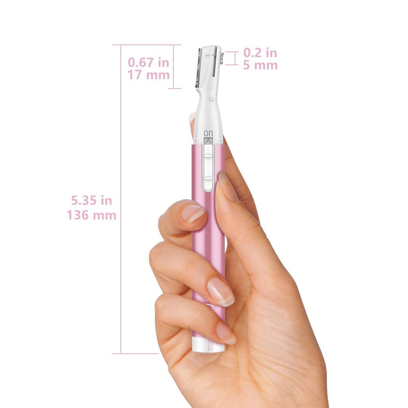 [Australia] - Funstant Precision Eyebrow Razor Battery Operated Eyebrow Trimmer for Face, Electric Facial Hair Trimmer for Women with Comb for Chin and Neck, No Pulling, Painless Pink Pink 