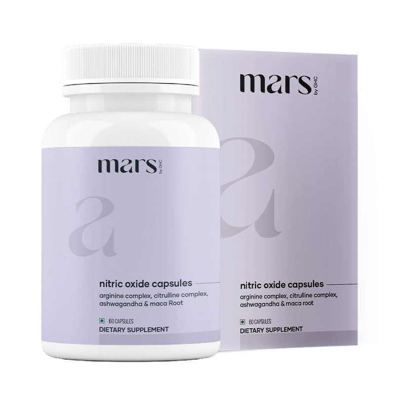 Mars Nitric Oxide Capsules with L-Arginine & L-Citrulline, Pre Workout Nitric Oxide Supplement for Men, Blood Flow & Circulation Support, 60 Capsules 60 Count (Pack of 1)