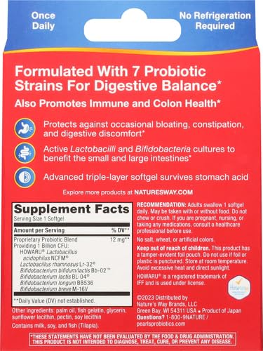 Nature's Way Complete Probiotic Pearls,Supports Digestive Balance*,1 Billion Live Cultures,Supplement for Men and Women,No Refrigeration Required,30 softgels,(Pack of 2) 30 Count (Pack of 2)