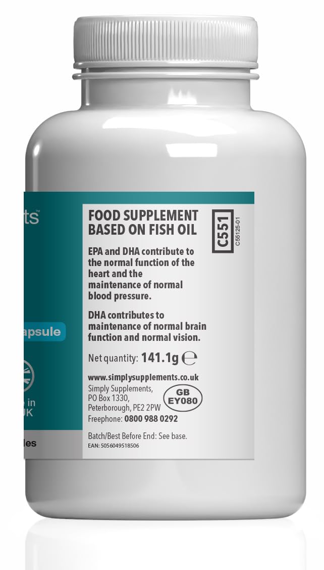 Omega 3 500mg | Supports Heart, Brain & Eye Health | Small, Easy-to-Swallow Softgel | Sustainably Sourced & Molecularly Distilled Fish Oil | 180 Softgel Capsules | UK-Made Unflavoured 180 count (Pack of 1)