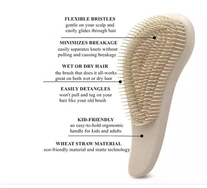 [Australia] - Eco-Friendly Detangler Brush w/Scalp Massager| Anit-Knot for Smooth & Frizz-Free Hair| Wet & Dry Scalp Exfoliator w/Soft Silicone Bristles| Dandruff Removal & Hair Growth (KHAKI) Khaki 