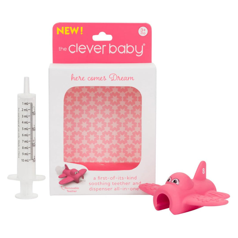 [Australia] - Teether & Dispenser Duo ‚Äì Dream | 2-in-1 Teether + Medicine Dispenser | Soothes Sore Gums and Eases Medicine Time | BPA-Free, Chillable, Easy to Hold (Pink) Dream by The Clever Baby (pink) 