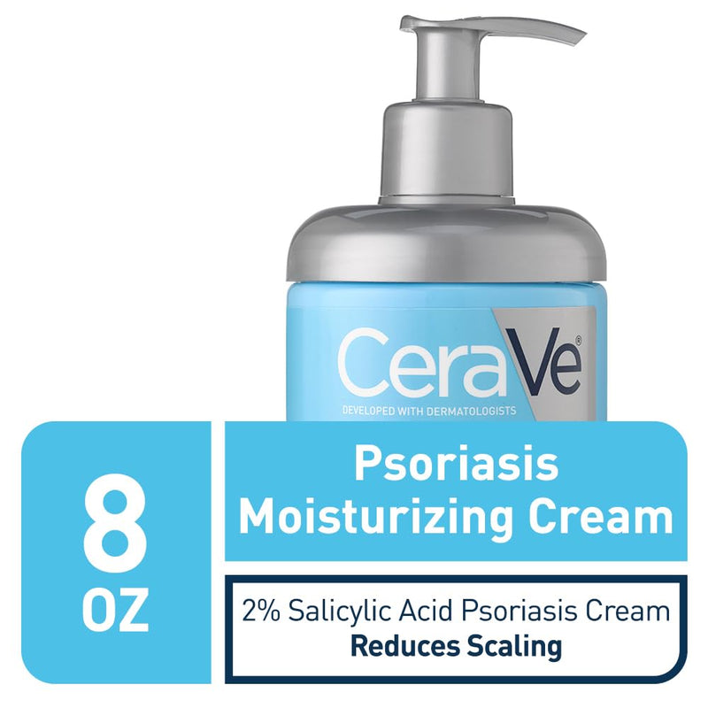 CeraVe Psoriasis Cream, Salicylic Acid Moisturizing Dry Skin Treatment, 8oz | Medicated Skin Care Formula with Urea, Lactic Acid, and Niacinamide Gently Exfoliates To Relieve Scaling and Itchy Skin 8 Ounce (Pack of 1)