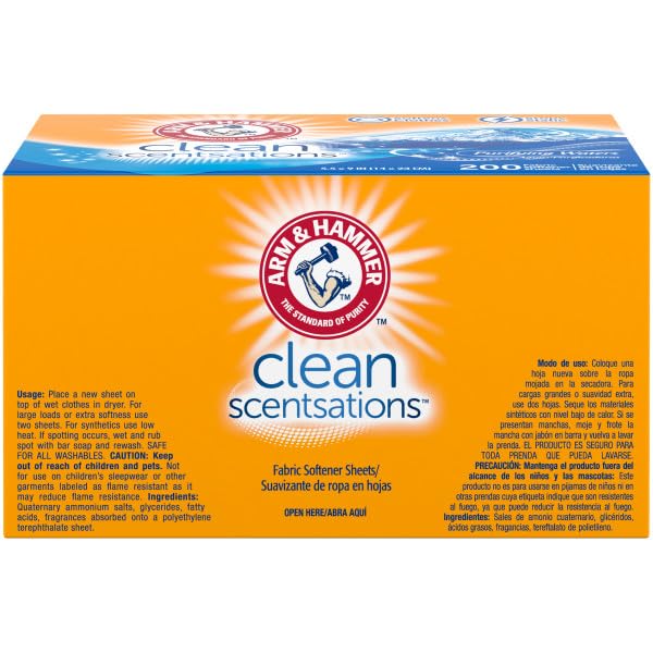 [Australia] - Arm & Hammer Fabric Softener Sheets, Purifying Waters, 200 ct 