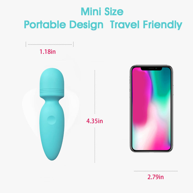 Mini Wand Massager,Small Cordless Handheld Massager with 10 Quiet Vibration Modes, Personal Handheld Rechargeable Massager for Neck Shoulder Back Body Green