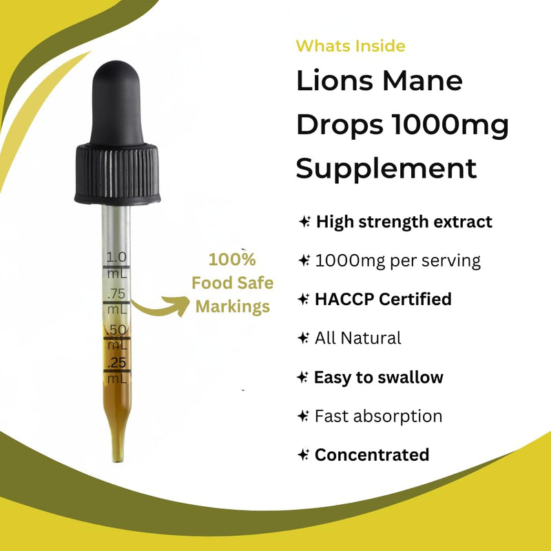 Lions Mane Supplement Liquid 60000mg - 60 Vegan Servings High Strength Lions Mane Mushroom Fruiting Body Extract - 2 Months Supply - Nootropic - Made in The UK by BLACK HAWK