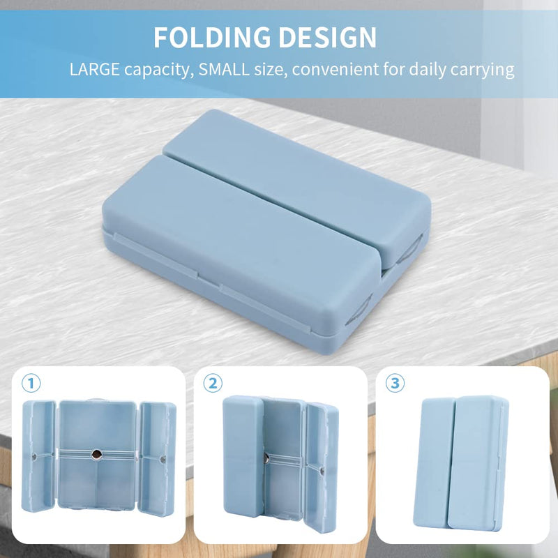Xiaokeis 2 Pcs Pill Organizer, Travel Pill Organizer, Pocket Pharmacy with 7 Compartments Design, Magnetic Travel Pill Box Pill Dispenser, Portable Medicine Vitamin Holder Container(Blue+Green) Blue+green