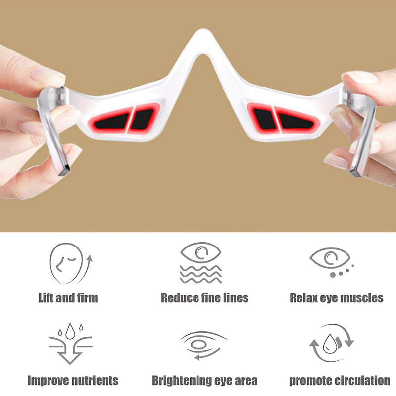 Under Eye Red Light Therapy Glasses Micro Vibration Eyelift Device Red Light Therapy for Relieve undereye Bags Fatigue Dark Circles Wrinkles Puffiness for Women and Men
