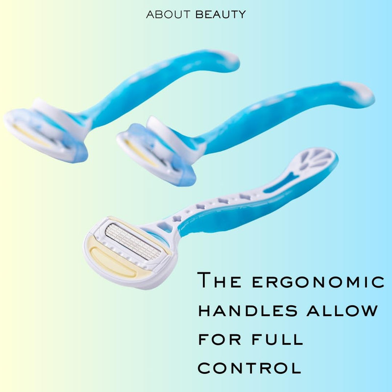 [Australia] - 5 Blade Water Activated Disposable Razors, 3 Gentle Beauty Groomers for Hair Removal, Ideal for Shaving and Exfoliating, Japanese Steel Gently Removes Body Hair 
