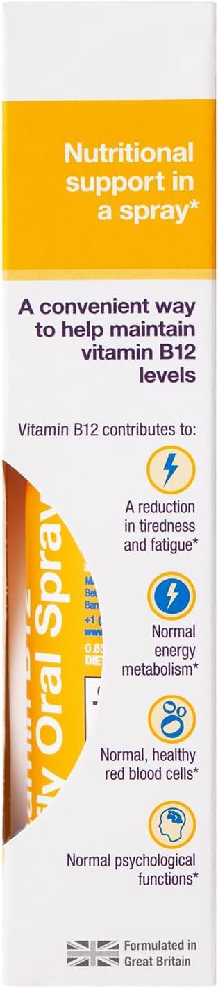 BetterYou Boost Vitamin B12 Daily Oral Spray Vitamin Spray Supplement for Energy Boost 1,200 IU Vitamin B12, Natural Apricot Flavour, Pack of 2, 25ml (192 Sprays)