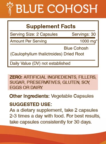 [Australia] - Secrets of the Tribe Blue Cohosh 60 Capsules, made with vegetable capsules and Responsibly farmed Blue Cohosh (Caulophyllum Thalictroides) Dried Root (60 Capsules) 60 Count (Pack of 1) 