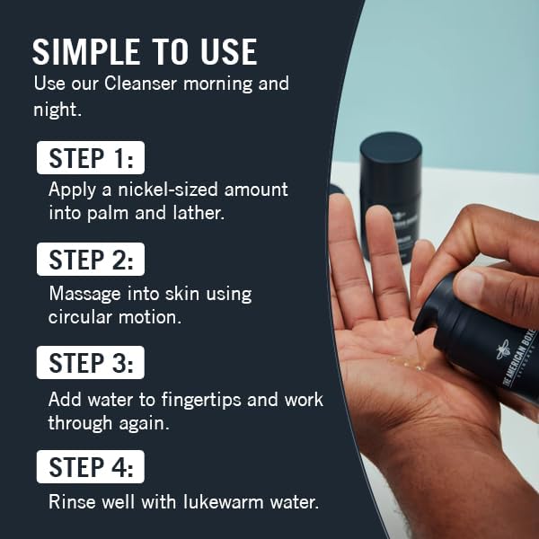 American Boxer Men's Daily Skincare Set, Vitamin C Cleanser & Moisturizer | Complete 2-step routine, Vitamin C cleanse + squalane hydration • Works on oily, dry & combo skin, Fast-absorbing Face Wash & Moisturizer Bundle