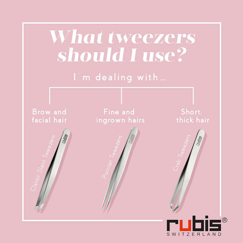 Rubis Classic Stainless Steel Slanted Tweezers for Precise Eyebrows and Hair Removal, 1K105, White,Rubis Switzerland Swiss Made World Renowned Precision