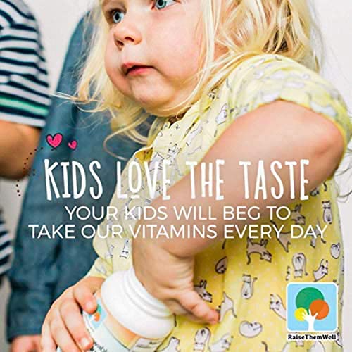 Raise Them Well Kids Multivitamin | Daily Vitamin Nutrition | 60 Tablets | Provides 20 essential vitamins and minerals with K2, methylfolate and methyl B12 | Naturally sweetened strawberry chewables