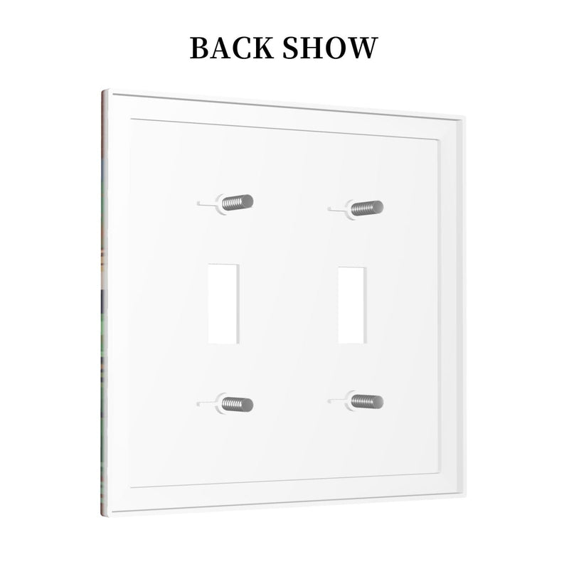 [Australia] - Cartoon Animal Zebra Leopard Giraffe Bird Leaf Double Toggle Nursery Light Switch Covers Decorative 2 Gang Wall Plate Dual Electrical Faceplate Switchplate for Kidroom Living Room Decor 2-Gang Toggle / 5 x 4.9 IN 