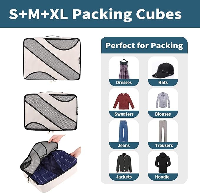 BAGAIL 8 Set Packing Cubes and 6 Set Luggage Packing Organizers
