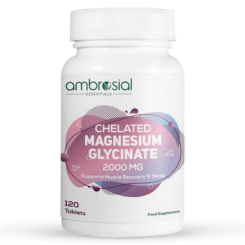 Ambrosial Chelated Magnesium Glycinate 2000mg | Provides 440mg Elemental Magnesium per Serving | 120 Vegan Tablets