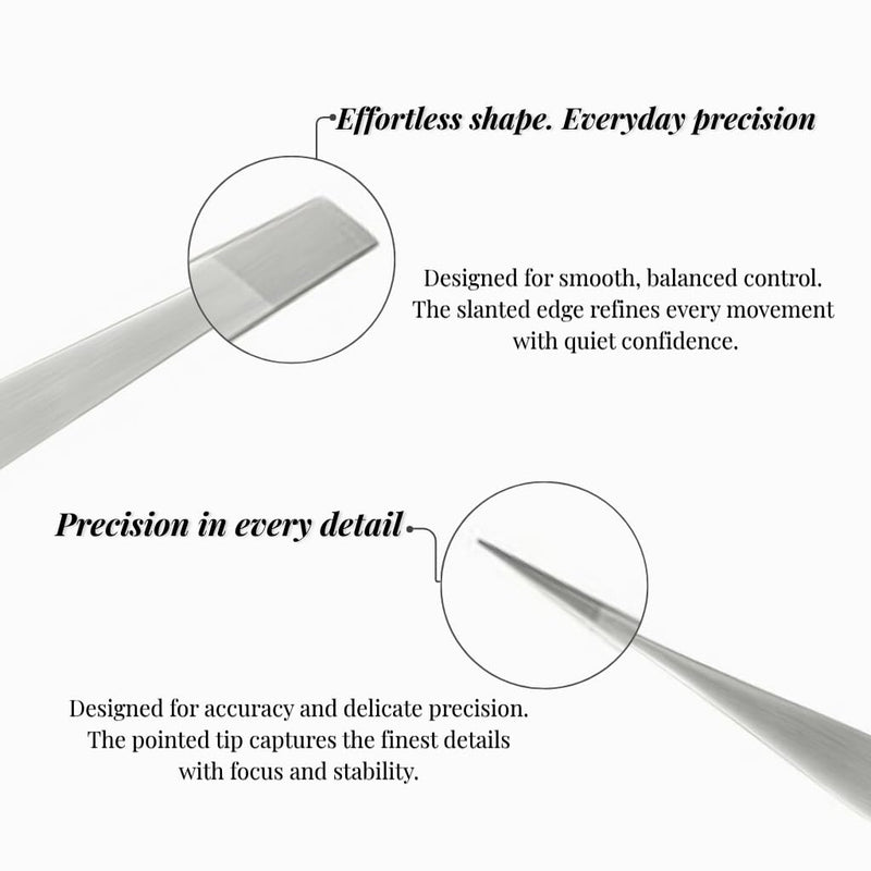 THEMOA Precision Tweezers Set – Stainless Steel Pointed & Slant Tip Tweezers for Eyebrow, Facial Hair, Ingrown Hair, Professional Beauty Tool with Case
