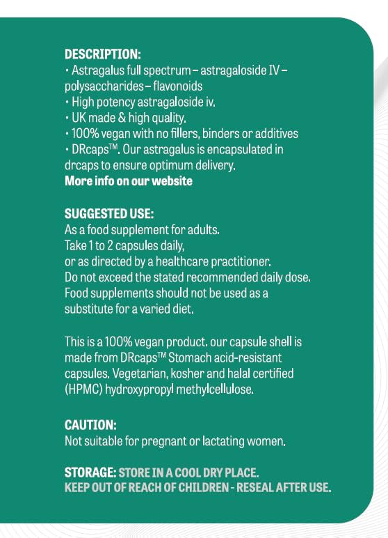 CSN Astragalus Full Spectrum 300mg Supplements | 60 Astragalus Capsules | Astragalus Supplements | 100% Vegan | 30 Day Supply