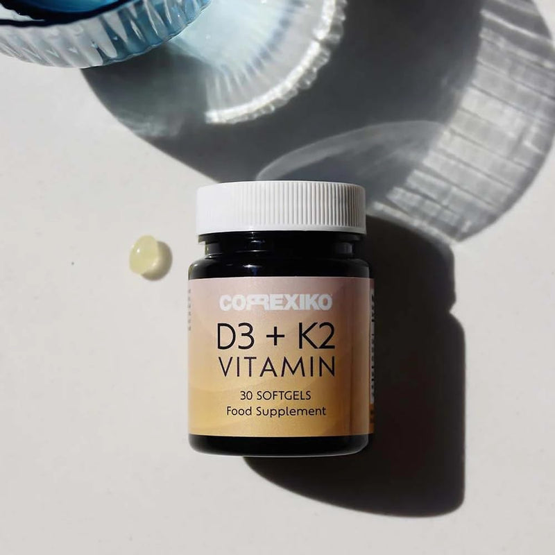 CORREXIKO Vitamin D3 + K12 Soft Gels - High Strength 2000 IU & MK-7 100 MCG - Supports Bones, Heart & Immunity - Protect Arteries from Calcium Buildup - Synergistic Formula - 30 Gels, 1 Month Supply