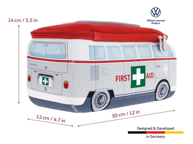 BRISA VW Collection - T1 Bus Camper Toiletry Bag Cosmetic Case Large (30 x 14 x 12 cm) First Aid/Gray