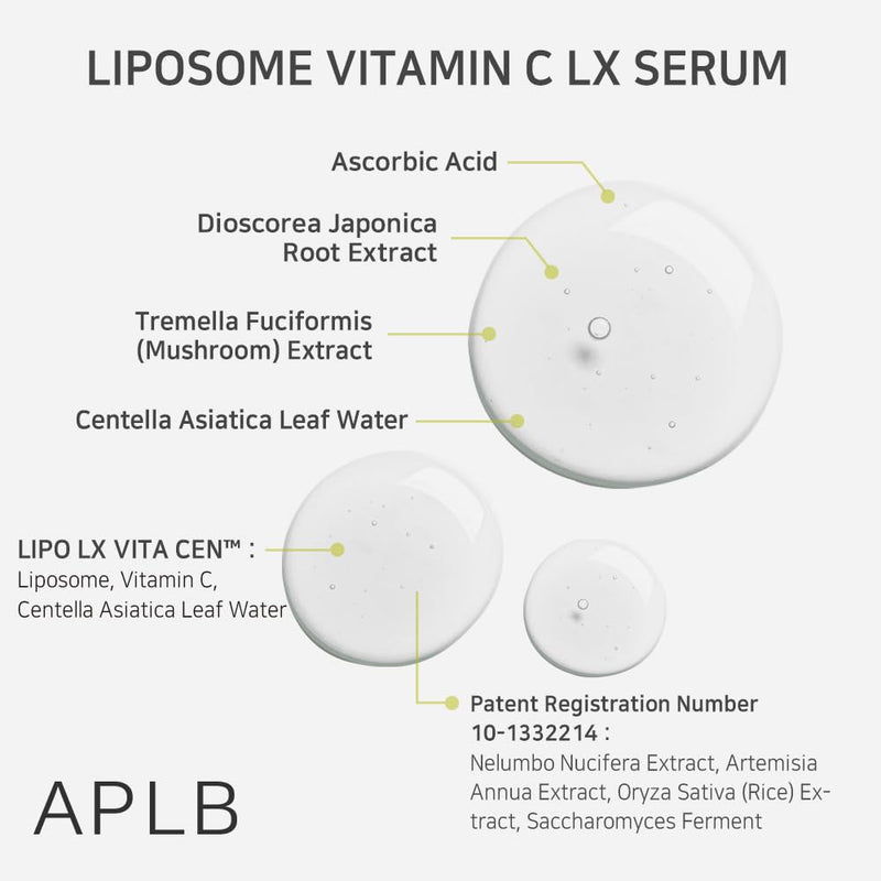 APLB Liposome Vitamin C LX Serum | LIPO LX VITA CEN™ 33.2% 1.35 FL.OZ/Korean Skincare, Efficient absorption, Dark spots, Elasticity Care, Revitalize for gentle and improve skin texture