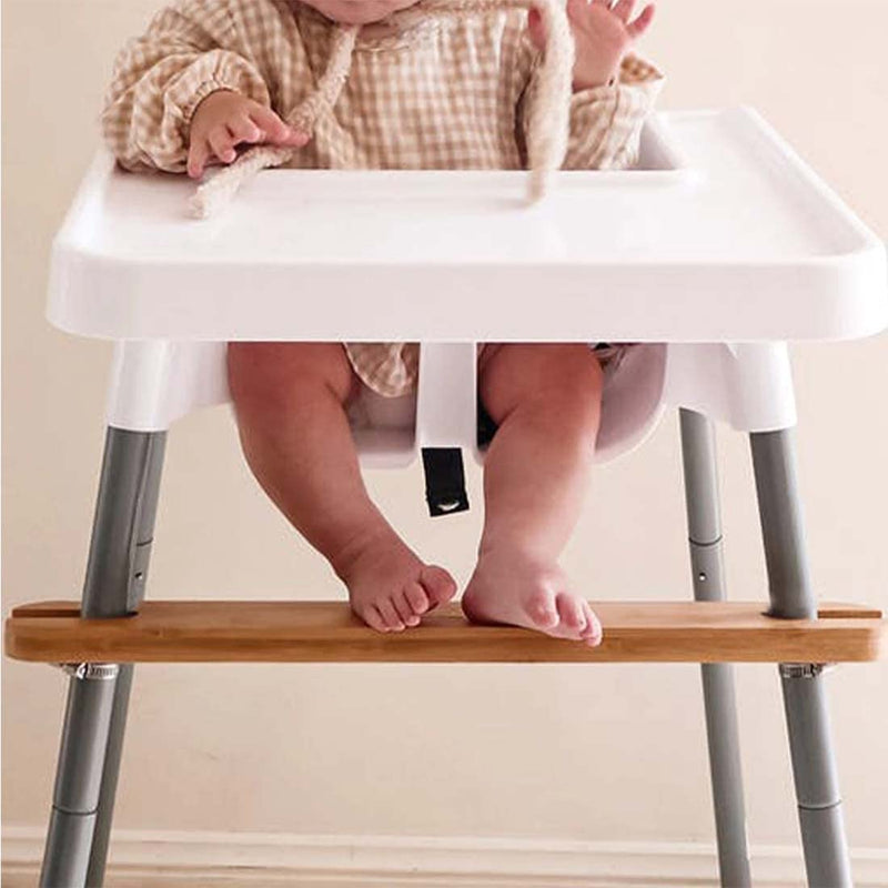 High Chair Footrest, Adjustable Height Natural Bamboo Baby Highchairs Pedal, Suitable for IKEA Antilop High Chair Footstool