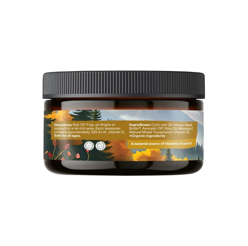Earthley Wellness Cod Liver Oil, Omega-3 Fish Oil with Vitamins A & D, Immune & Brain Health Support, Daily Nourishment, No Harsh Additives, Non-GMO, Line-Caught Cod (4 oz, Cream)