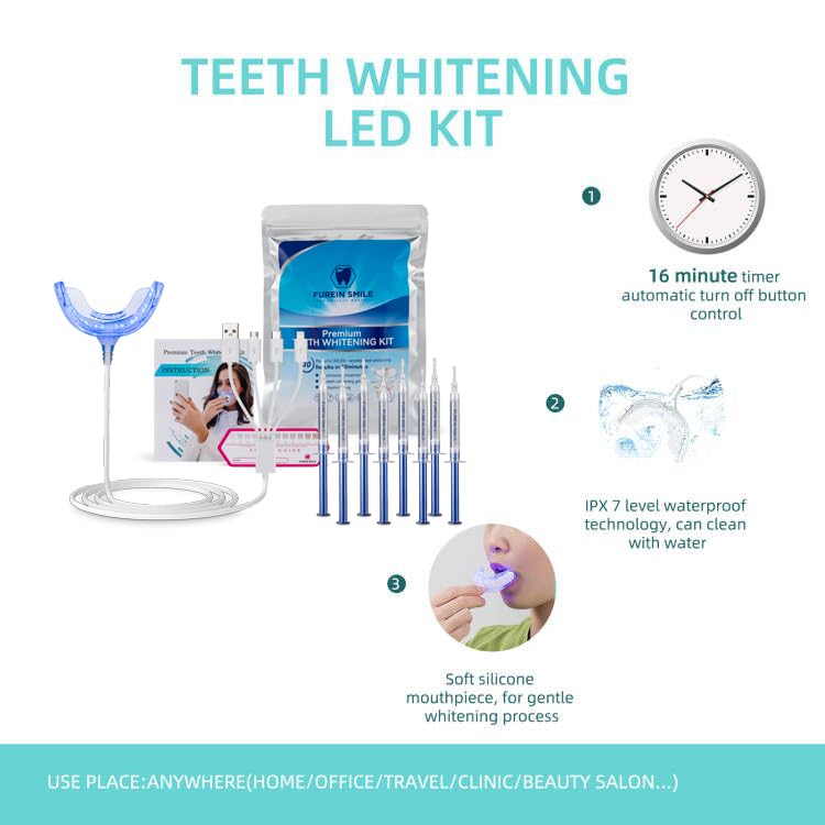 [Australia] - Teeth Whitening Kit with 32xLED Light Professional Complete at Home Smart Phone Whitening System - Best Tooth Whitener Gel Refill - Safely Connected with iPhone/Android/USB for Home Use 