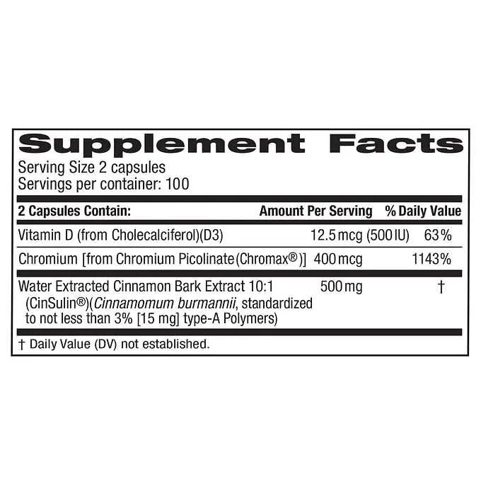 [Australia] - Tru Nature Cinsulin Advanced Strength Cinnamon Extract 500mg, 200 Vegetarian Capsules 