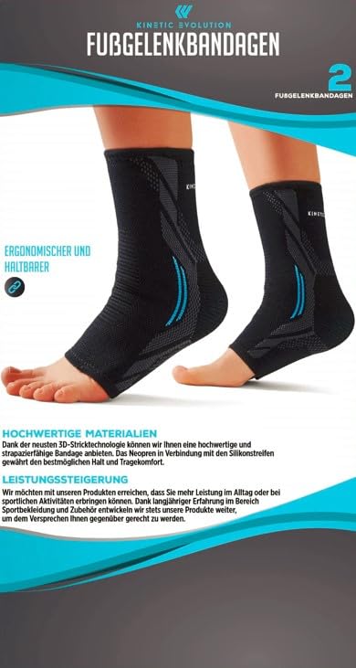 [Australia] - KINETIC EVOLUTION elastic foot bandage for men and women. Ideal for sports such as tennis and running. Adjustable, comfortable and durable, can be used left and right. (L, Black) L 