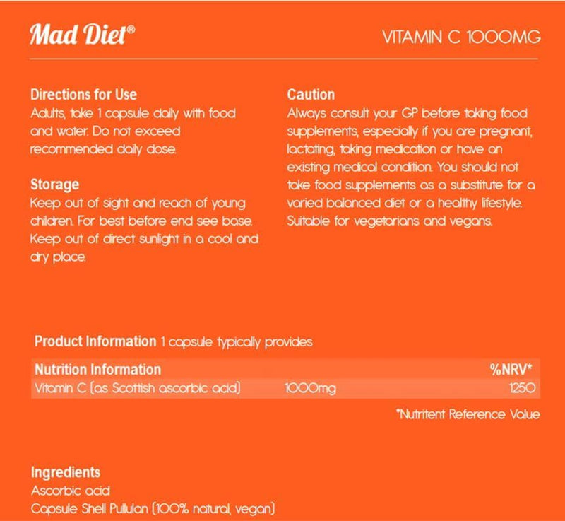 Scottish Vitamin C | Zero Additives | Practitioner Quality | Locally Sourced | 1000mg Capsules | 2 Month Supply | Trusted UK Brand | Immune Support | Suitable for Vegans and Vegetarians