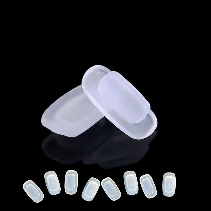 [Australia] - Eyeglass Nose Pads 4 Pair of Replacement Square Premium Grade Soft Silicone - Rectangle Shaped Slide/Push-in Nose Pads White 