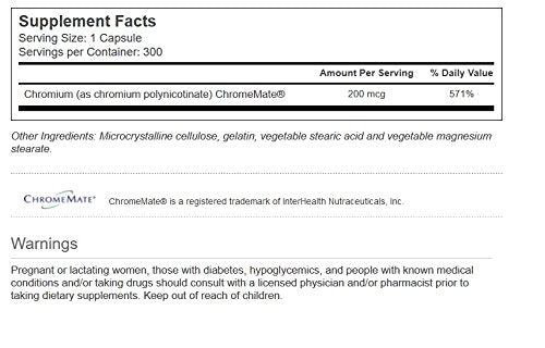 [Australia] - Vitacost GTF Chromium Polynicotinate as ChromeMate - 200 mcg - 300 Capsules 
