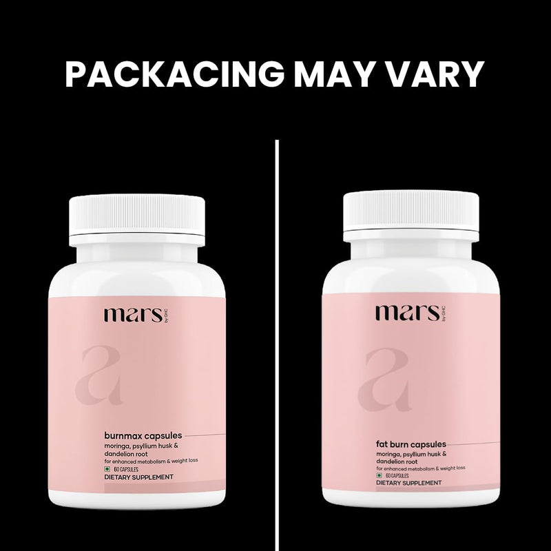 Mars by GHC Fat Burn Capsules with Psyllium Husk, Moringa & Dandelion Root | Food Supplement | 60 Capsules | Pack of 1 60 count (Pack of 1)