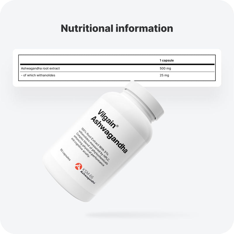 Vilgain Ashwagandha | Effective Extract KSM-66 | Anti-Stress Effect | Support of Memory and Physical Performance | 90 Capsules/Month