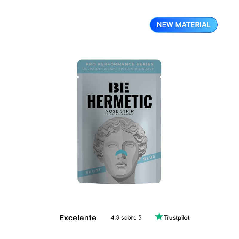BeHermetic - Sport Nose Strips Hermetic Strip Sport - Sweat-Resistant and Secure Adhesion - Silk Premium Material - Improves Nose Breathing - Intensive Training - Pack of 30 (Blue) Blue